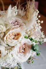 luxurious bridal bouquet natural dried flowers in pastel colors