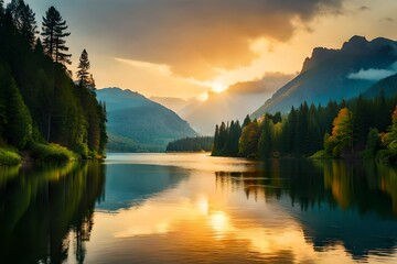 Obraz premium sunrise over the lake