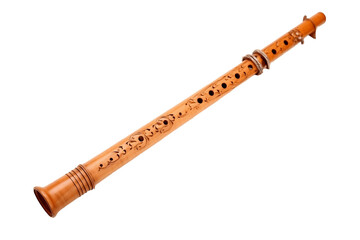 Handcrafted Wooden Flute Isolated on Transparent background Generative AI