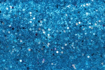Blue glitter seamless pattern, abstract background with defocused lights.