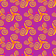 Tribal triple spiral celtic triskele rotating symbol endless ornament. Trinity helix