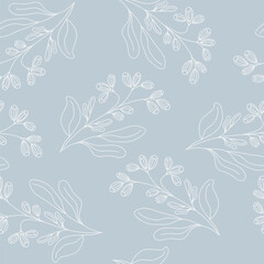 Seamless pattern of leaves and plants. Simple background for prints, textures, textile wallpapers and creative design