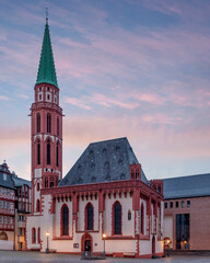 The Old St. Nicholas Church in Frankfurt,  Hesse, Germany - obrazy, fototapety, plakaty