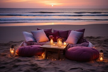 romantic setting for a wedding at the beach - Powered by Adobe