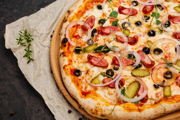 craft pizza in a wood-fired oven