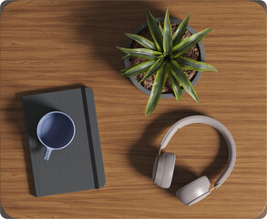 Top view of bedside table