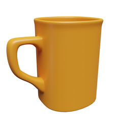 yellow mug in 3d render design.