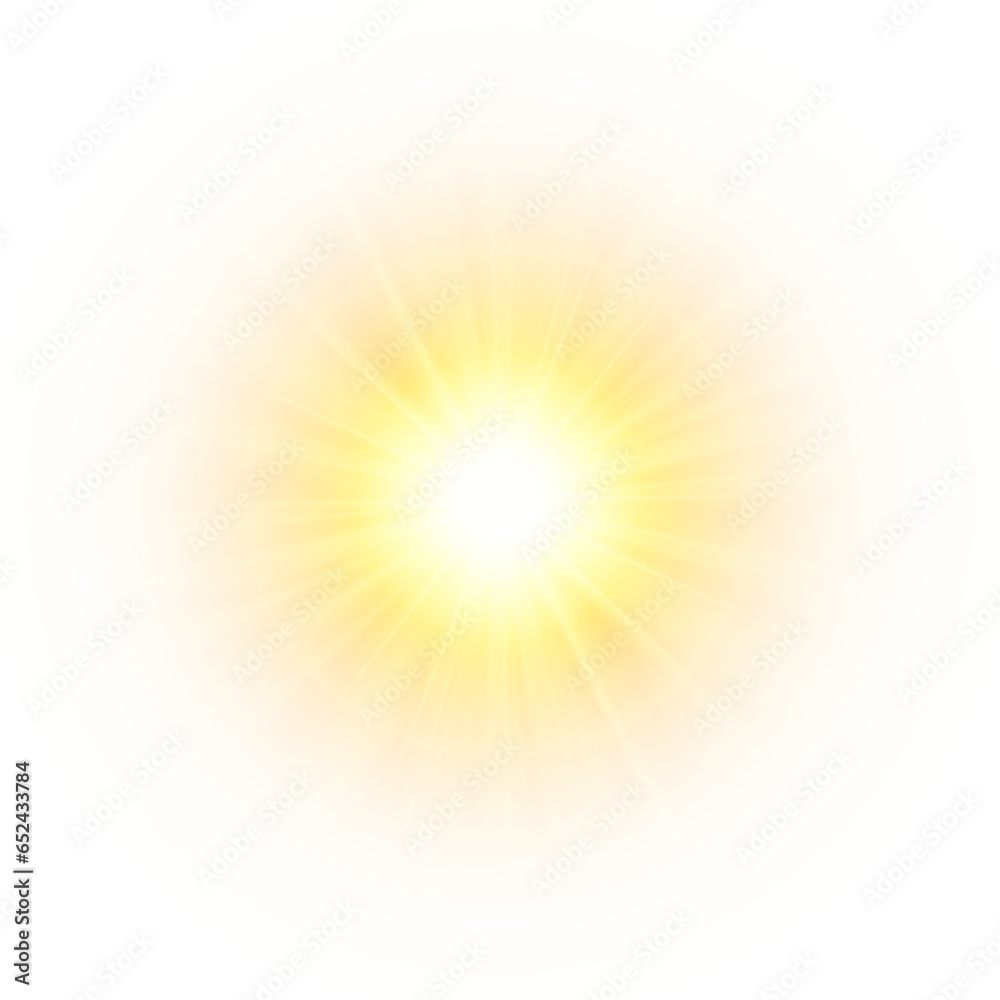 Poster a flash of yellow light. sun on a white background. overlay effect. vector