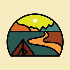 Camping and beauty nature graphic illustration vector art t-shirt design