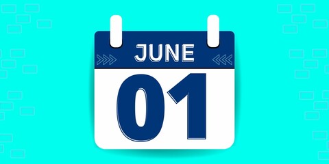 01th day of the calendar. Banner with one on an red background with a white calendar