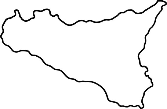 doodle freehand drawing of sicily island map.