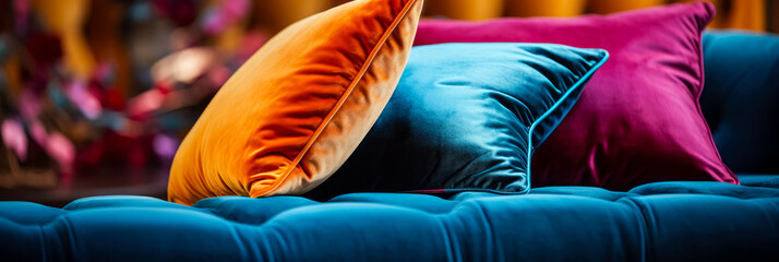 Vivid close-up capturing the luxurious texture of vibrant velvet fabric 