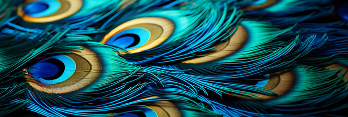 Obraz premium Macro shot emphasising the intricate threadwork on peacock feather embroidery 