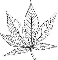 simplicity cannabis leaf freehand drawing