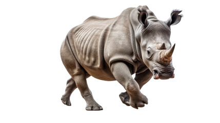 Fototapeta premium a Rhinoceros running in different positions in a Nature-themed, photorealistic illustration in a transparent PNG, and isolated. Generative ai
