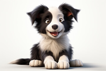 Border Collie dog on a white background. Adorable fluffy animal. Generated by generative AI	 - obrazy, fototapety, plakaty