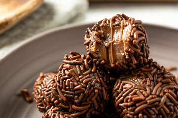 brigadeiro, delicious traditional dessert party snack with sprinkles