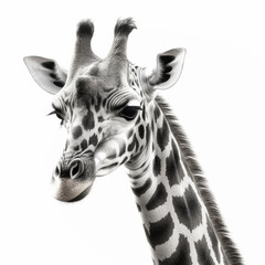 Black and white Giraffe on a white background