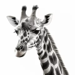 Poster Im Rahmen Black and white Giraffe on a white background © Philipp