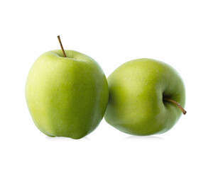 Green apples on white isolated background