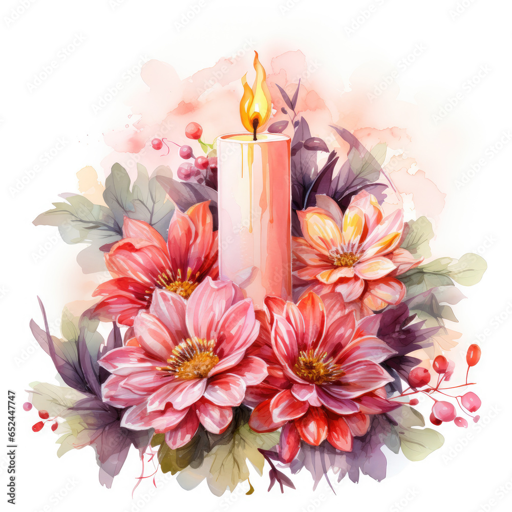 Wall mural watercolor easter candleholder illustration, generative ai