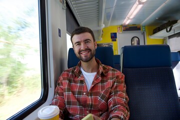 Traveler enjoying a confortable train