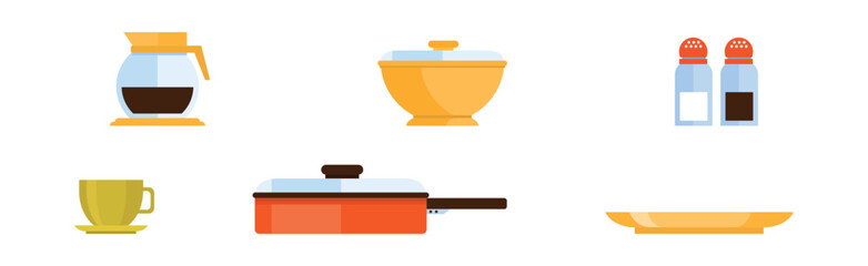 Cooking Tool and Kitchenware for Culinary Use Vector Set
