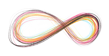 Icon infinity, hand draw watercolor pencil, colorful symbol isolated on white