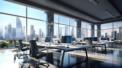 Fototapeta na wymiar Empty office open space interior. Business conference company background 