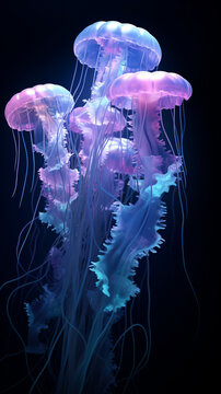 A mesmerizing view of jellyfish gracefully floating in the ocean