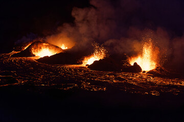 An eruption at the volcano Kilauea on the island of Hawai’i in the US state of Hawaii.