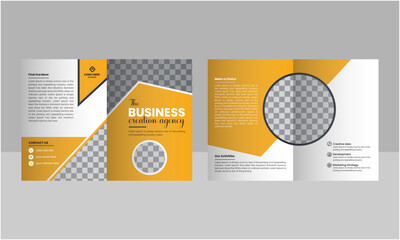 Corporate Modern Business Presentation 4 Page Brochure Template, 4Page Minimalist Flat Geometric Business Brochure Design template,