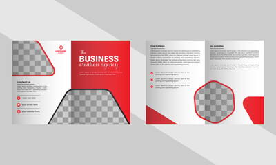 Corporate Modern Business Presentation 4 Page Brochure Template, 4Page Minimalist Flat Geometric Business Brochure Design template,