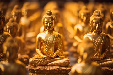 Golden buddha statues.