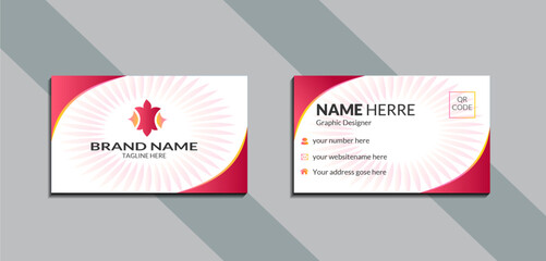 pink business card design. Modern wavy theme.