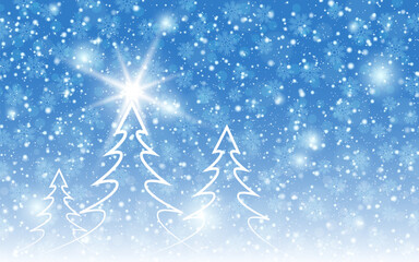 Christmas and New Year winter style vector background with stars, snowflakes and bokeh effect. Design template for banner, flyer, invitation card, poster, coupon, voucher