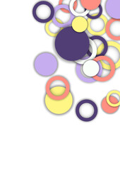 Colorful geometric abstract background. Overlapping colorful circles and rings. Modern elegance, bright fashion background. Brochure and banner template. Vector
