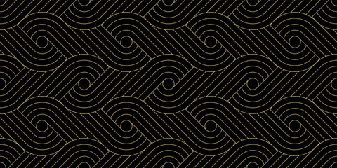 Luxury gold background pattern seamless geometric line circle wave abstract design vector. Christmas background. - 652456154