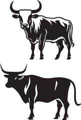 Simple Full Body Cow Black And White, Vector Template Set for Cutting and Printing	

