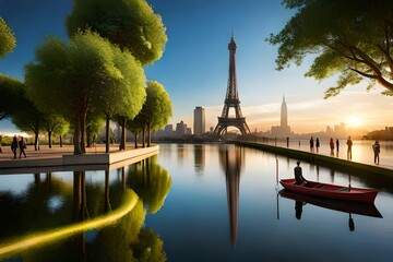 Create an image of an architecturally remarkable palace standing gracefully in a vast, plain landscape, its beauty complemented by the pristine green expanse of the lawn that surrounds it. Generate an