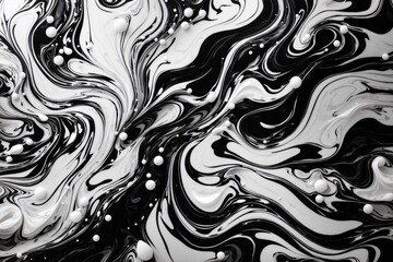 abstract white and black background of waves, paint texture, liquid paint swirls