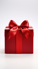 Red gift box with a ribbon and bow