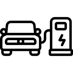 Electric Car Charging Icon