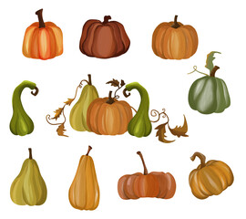 set of pumpkins