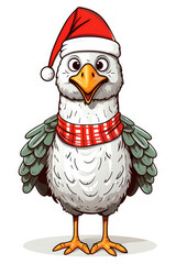Obraz premium Cute and funny turkey wearing ugly christmas sweater. Holiday illustration isolated in white background