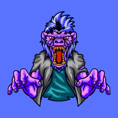Zombie Apes Vector Illustration