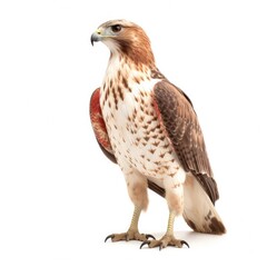 Red-tailed hawk bird isolated on white background.