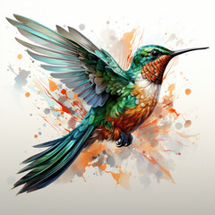 Obraz premium watercolor Hummingbird clipart, Generative Ai