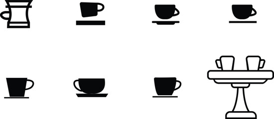 black tea with hot tea and tea bag in white cup. Vector .coffee cup icon vector, line sign