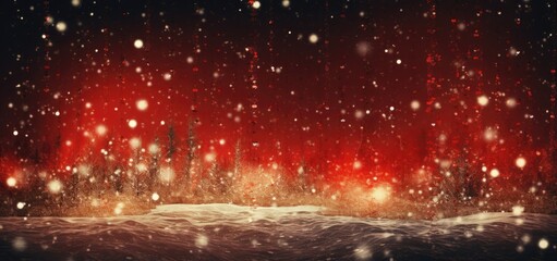 A red and black background with snowflakes - obrazy, fototapety, plakaty